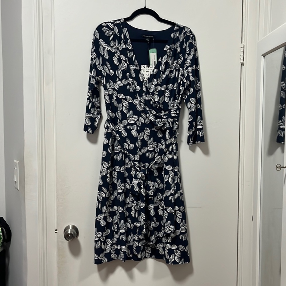 Navy Floral Wrap Dress